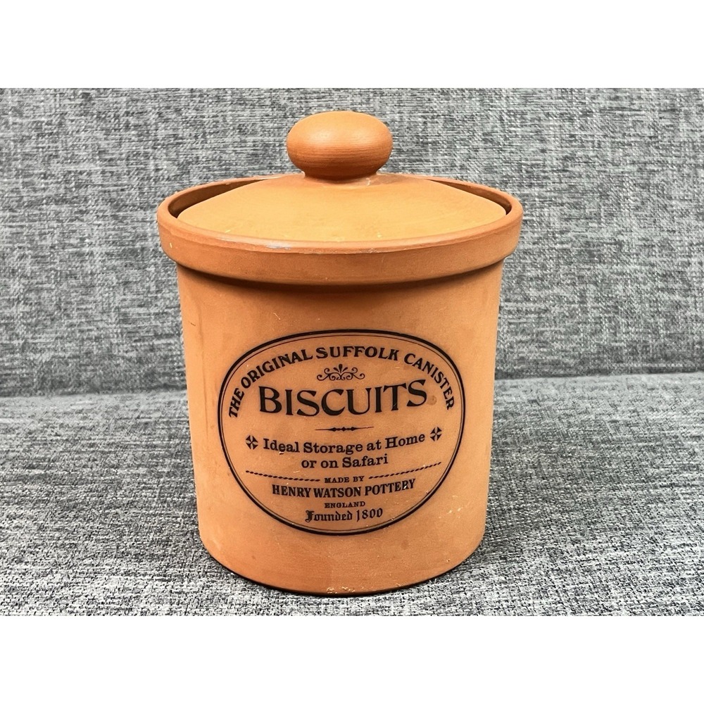 The Original Suffolk Canister BISCUITS Henry Watson Pottery Terracotta Kitchen